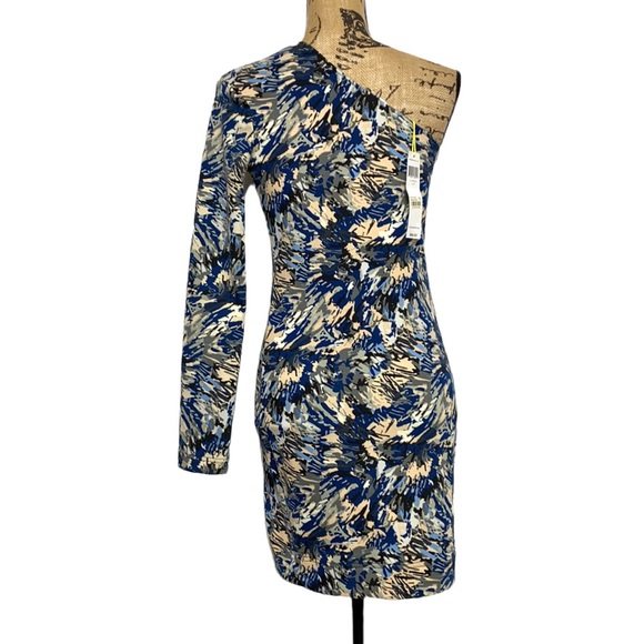 Deep Blue Off the Shoulder Long Sleeve Mini Bodycon Dress S - Picture 4 of 13